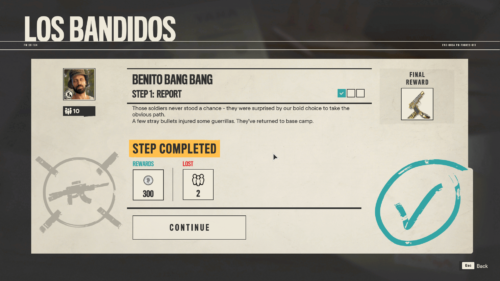 Away Missions screenshot of Far Cry 6 video game interface.