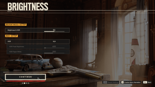 Brightness screenshot of Far Cry 6 video game interface.
