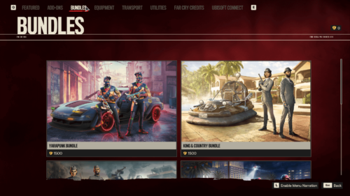 Bundles screenshot of Far Cry 6 video game interface.