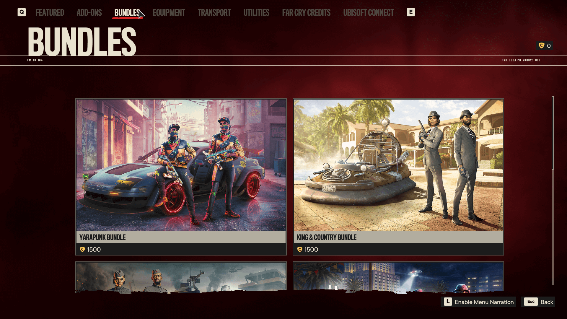 Bundles screenshot of Far Cry 6 video game interface.