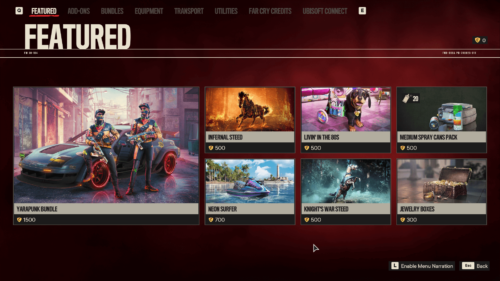Featured screenshot of Far Cry 6 video game interface.