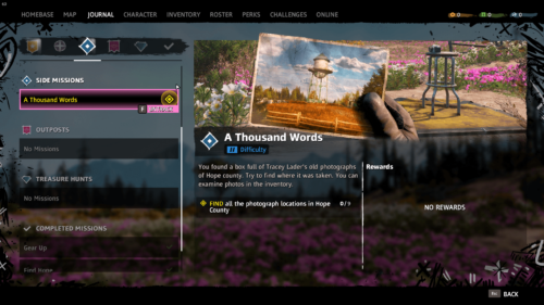 Quest screenshot of Far Cry New Dawn video game interface.