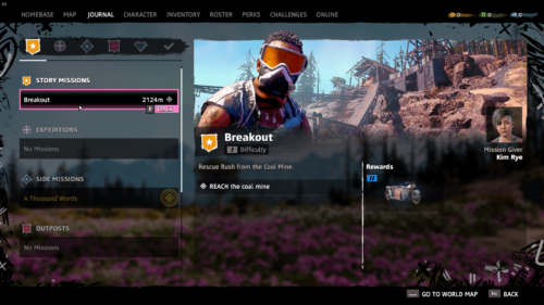 Quest screenshot of Far Cry New Dawn video game interface.