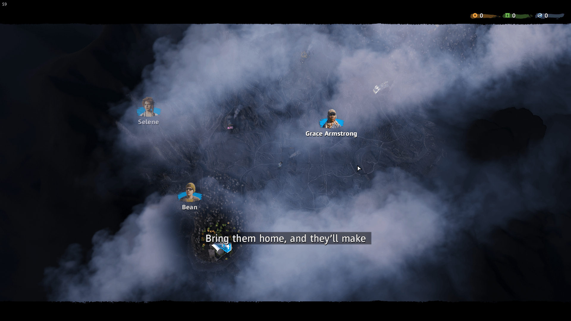 Map screenshot of Far Cry New Dawn video game interface.