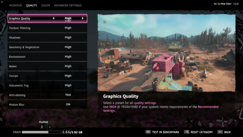 Quality screenshot of Far Cry New Dawn video game interface.
