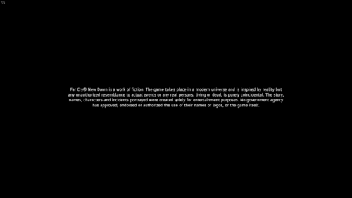 Start Screen screenshot of Far Cry New Dawn video game interface.