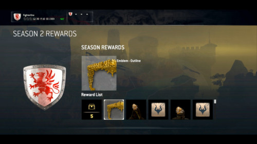 Season rewards screenshot of For Honor video game interface.