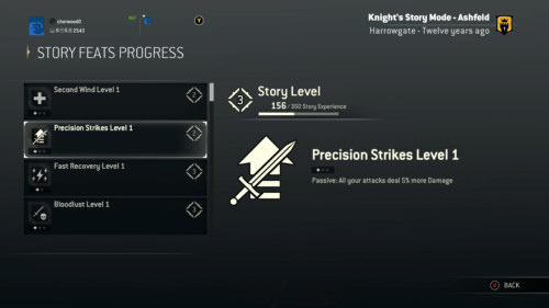 Story feats progress screenshot of For Honor video game interface.
