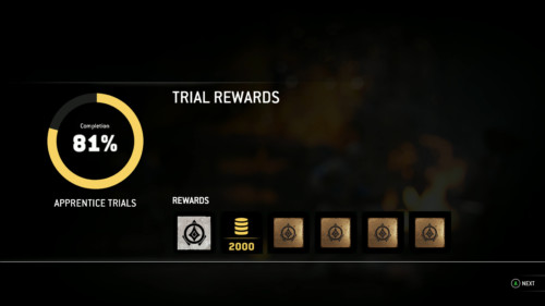 Trial rewards screenshot of For Honor video game interface.