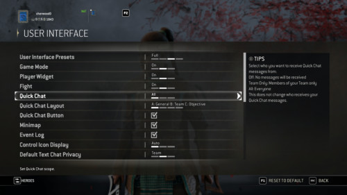 User interface screenshot of For Honor video game interface.
