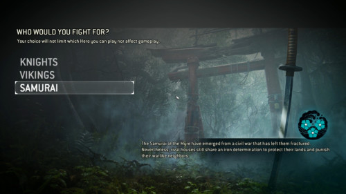 Who would you fight for screenshot of For Honor video game interface.
