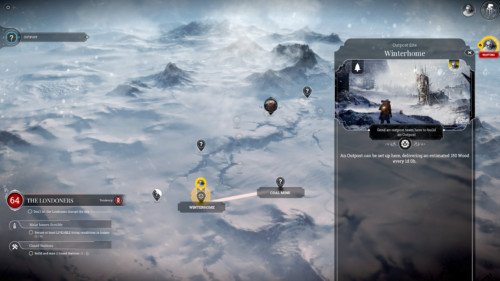 Outpost site screenshot of Frostpunk video game interface.