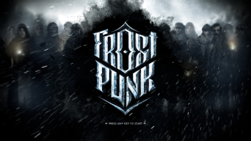 Press any key to start screenshot of Frostpunk video game interface.