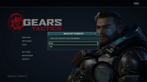 Confirmation screenshot of Gears Tactics video game interface.