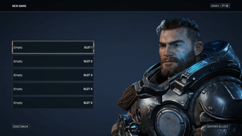 Save Slot screenshot of Gears Tactics video game interface.