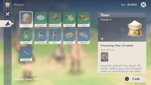 Process screenshot of Genshin Impact Mobile video game interface.