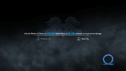 Loading screenshot of God of War Ragnarök video game interface.