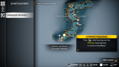 Map screenshot of God of War Ragnarök video game interface.