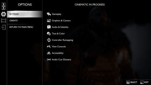 Settings screenshot of God of War Ragnarök video game interface.