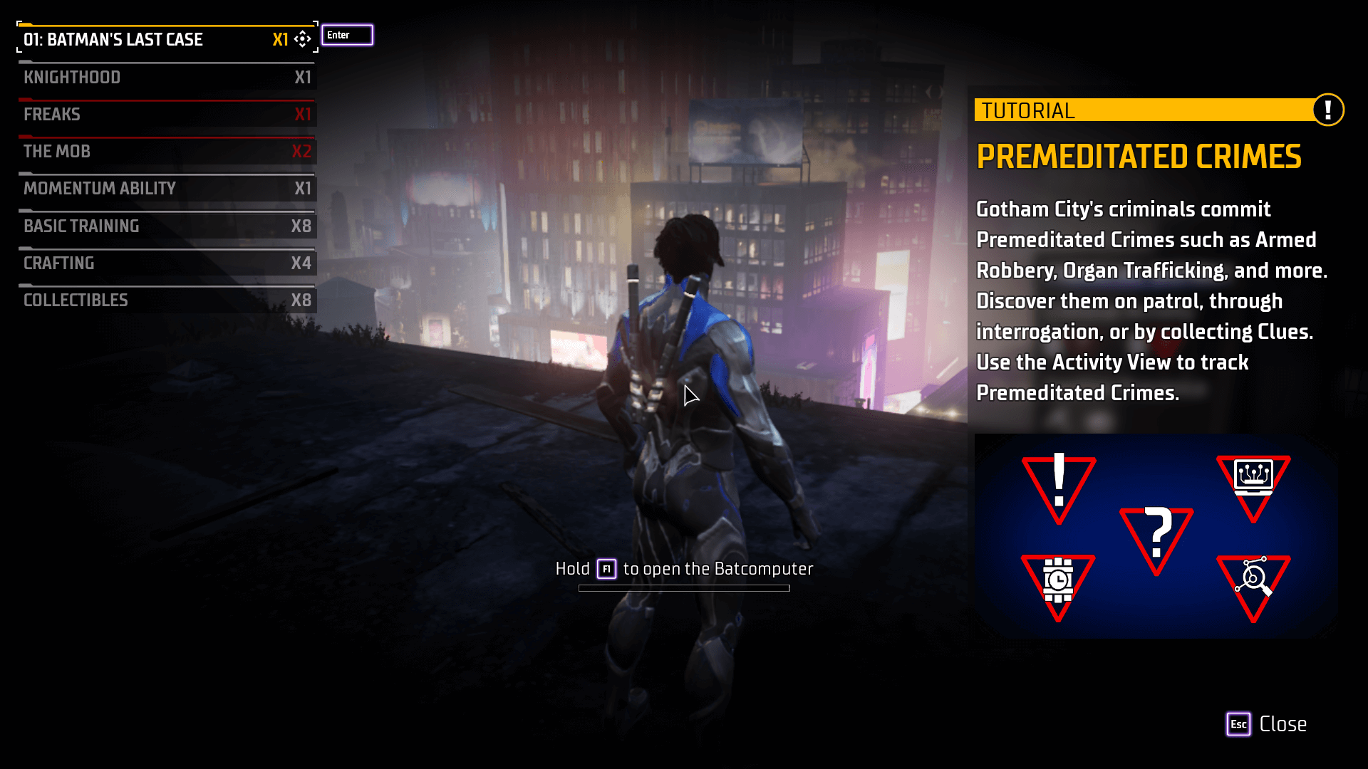 Quest screenshot of Gotham Knights video game interface.
