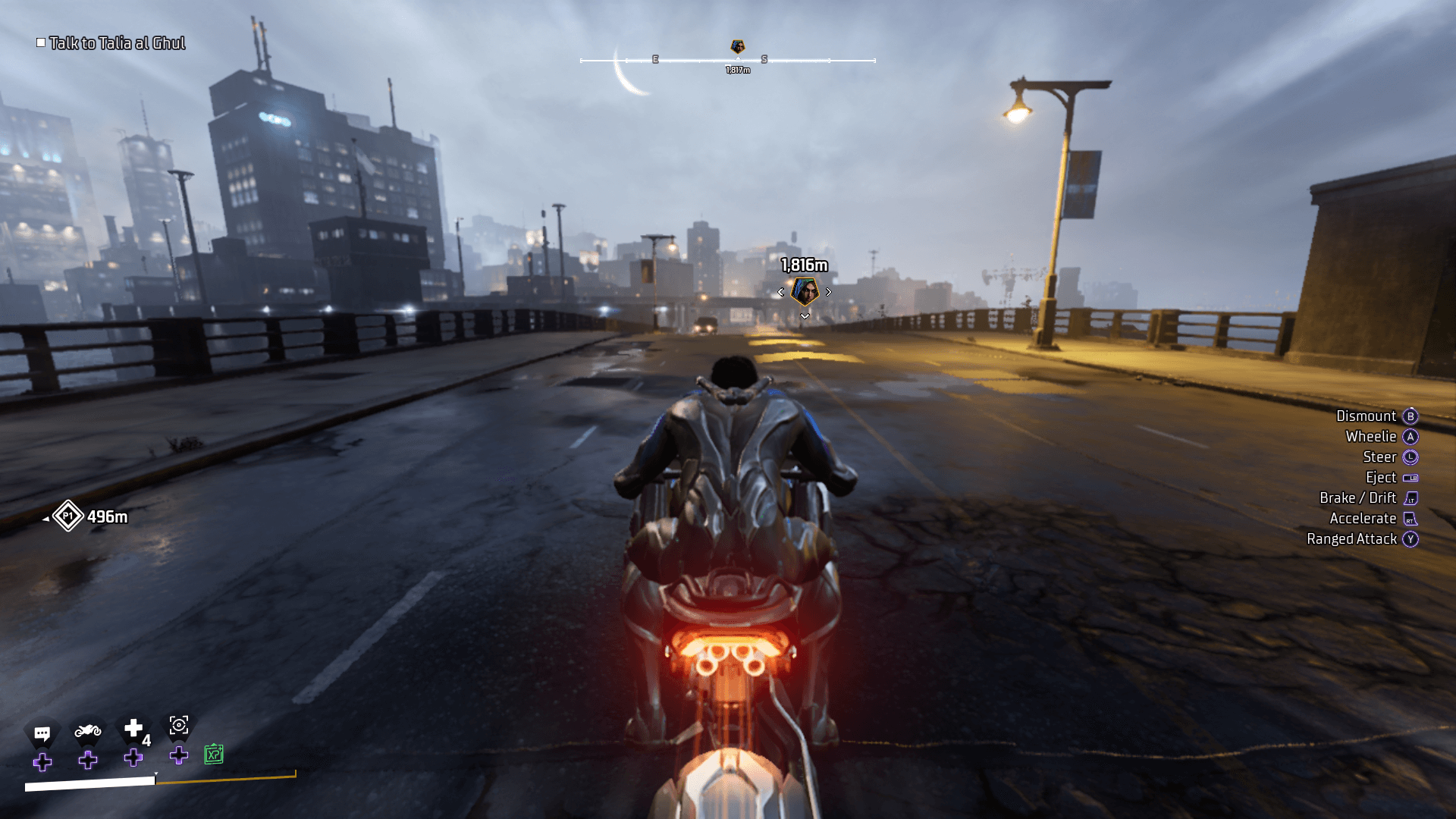 HUD screenshot of Gotham Knights video game interface.