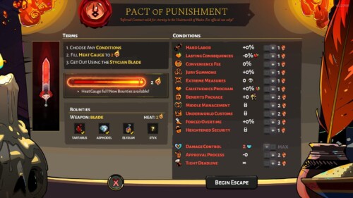 Pact of punishment screenshot of Hades video game interface.