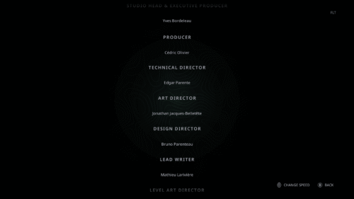 Credits screenshot of Hell is Us video game interface.