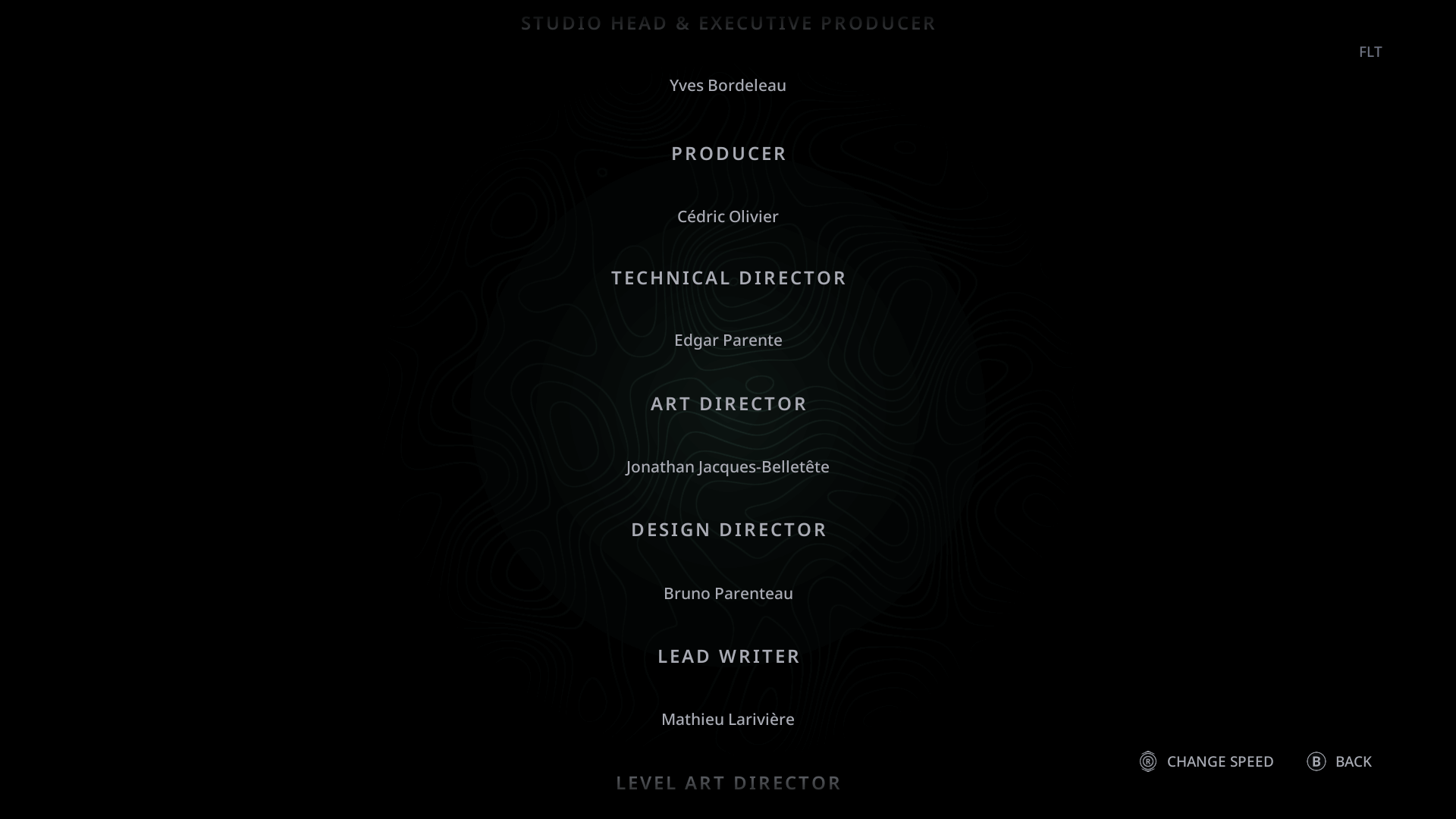 Credits screenshot of Hell is Us video game interface.