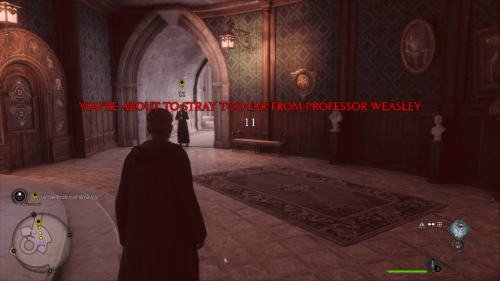HUD screenshot of Hogwarts Legacy video game interface.