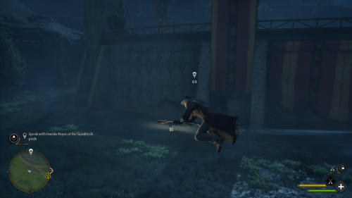 HUD screenshot of Hogwarts Legacy video game interface.