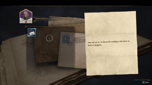 Mail screenshot of Hogwarts Legacy video game interface.