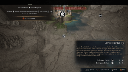 Map screenshot of Hogwarts Legacy video game interface.