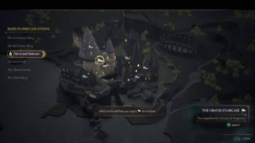 Map screenshot of Hogwarts Legacy video game interface.