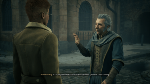 Subtitles screenshot of Hogwarts Legacy video game interface.