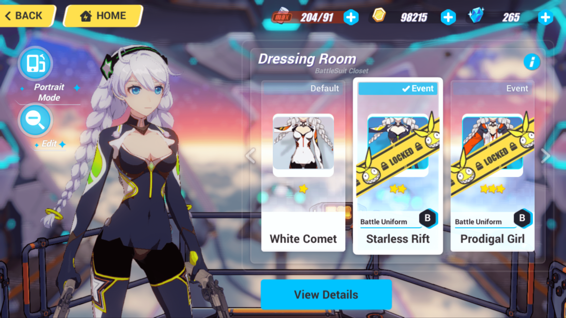 Dressing Room screenshot of Honkai Impact 3rd video game interface.
