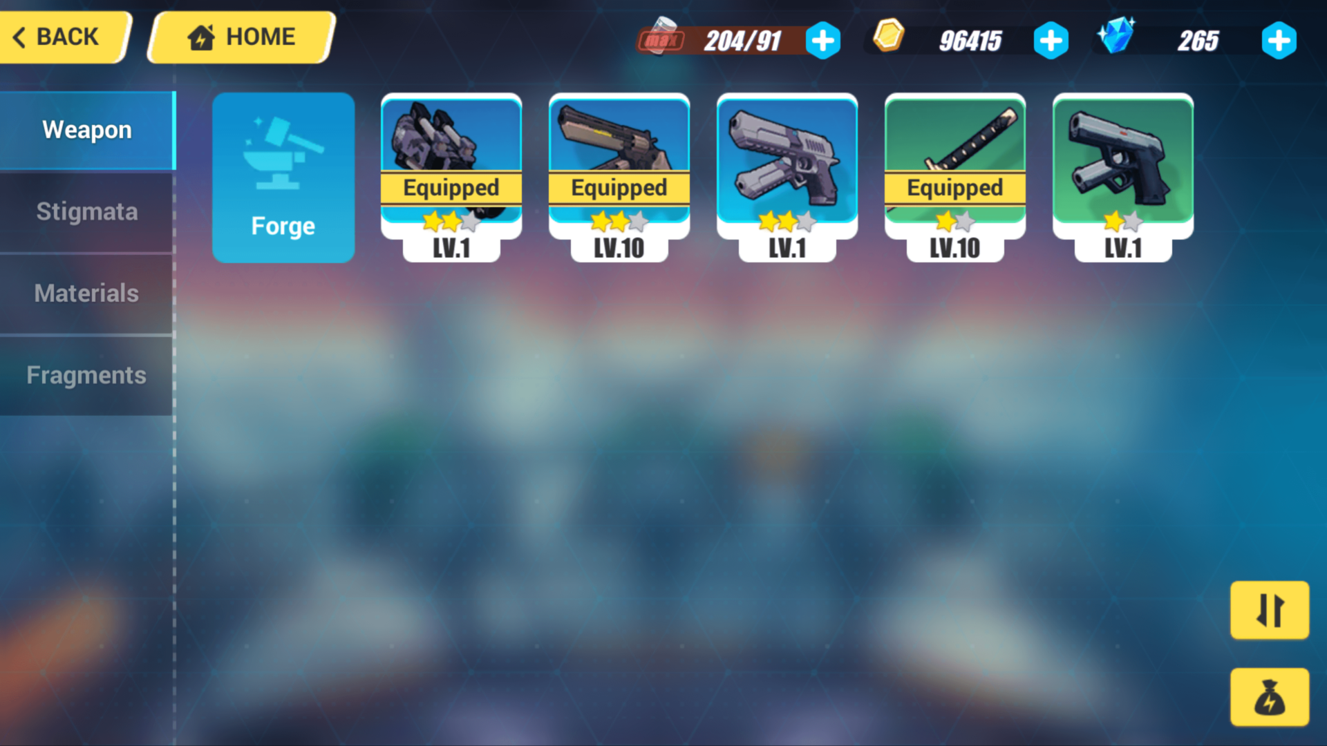 Forge weapon screenshot of Honkai Impact 3rd video game interface.