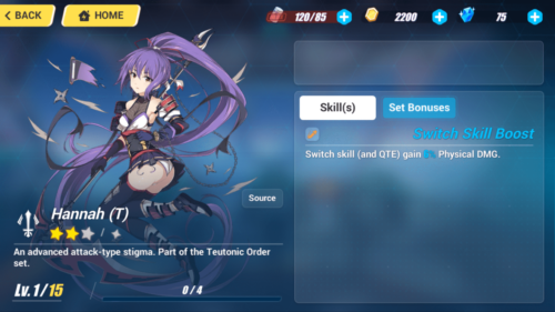 Hannah screenshot of Honkai Impact 3rd video game interface.