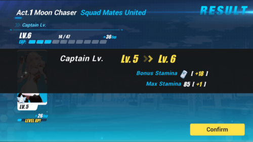 Level up screenshot of Honkai Impact 3rd video game interface.