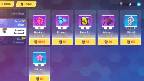 Terminal screenshot of Honkai Impact 3rd video game interface.