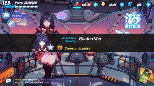 Unlock New Character screenshot of Honkai Impact 3rd video game interface.