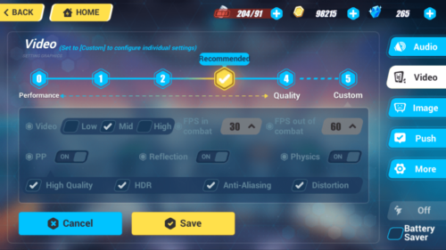 Video screenshot of Honkai Impact 3rd video game interface.