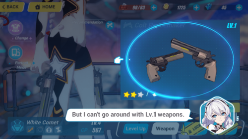 Weapons screenshot of Honkai Impact 3rd video game interface.