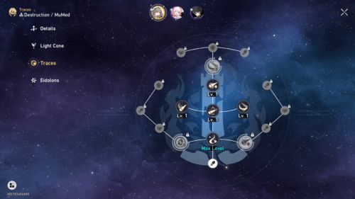 Skill Tree screenshot of Honkai: Star Rail video game interface.