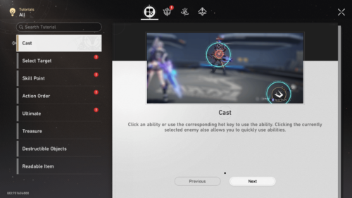 Tutorial screenshot of Honkai: Star Rail video game interface.