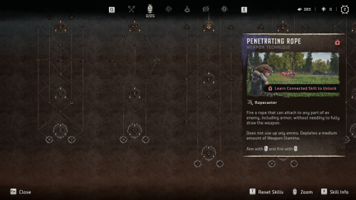 Skill Tree screenshot of Horizon Forbidden West video game interface.
