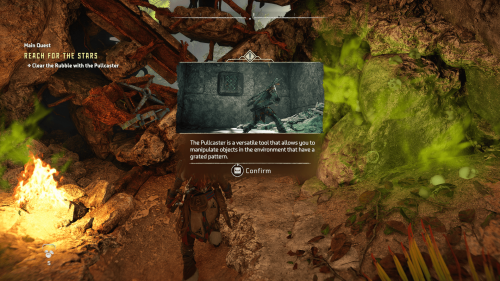 Tutorial screenshot of Horizon Forbidden West video game interface.