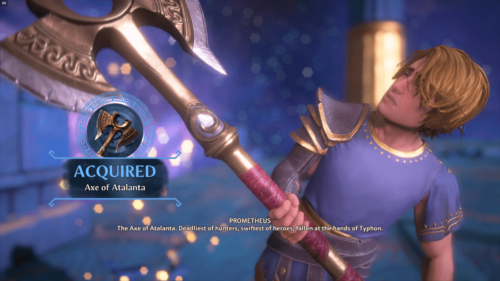 Celebration screenshot of Immortals Fenyx Rising video game interface.