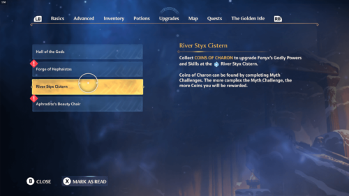 Codex screenshot of Immortals Fenyx Rising video game interface.