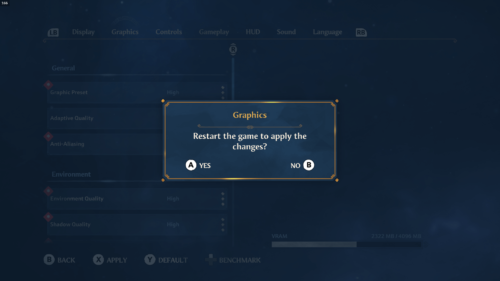 Confirmation screenshot of Immortals Fenyx Rising video game interface.