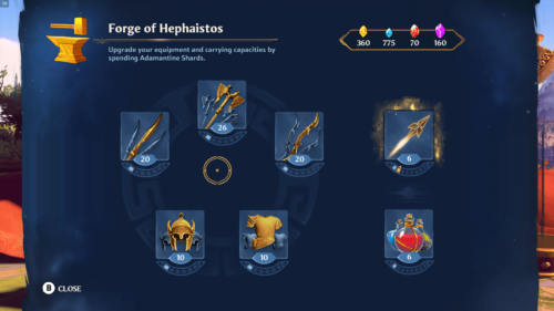 Craft screenshot of Immortals Fenyx Rising video game interface.